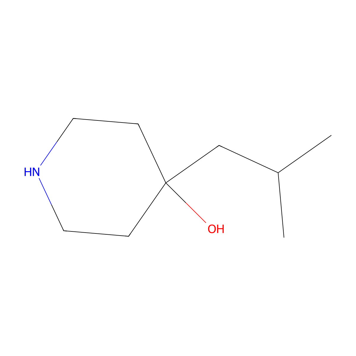 4-Isobutylpiperidin-4-ol molecular structure, CAS 1339651-90-9