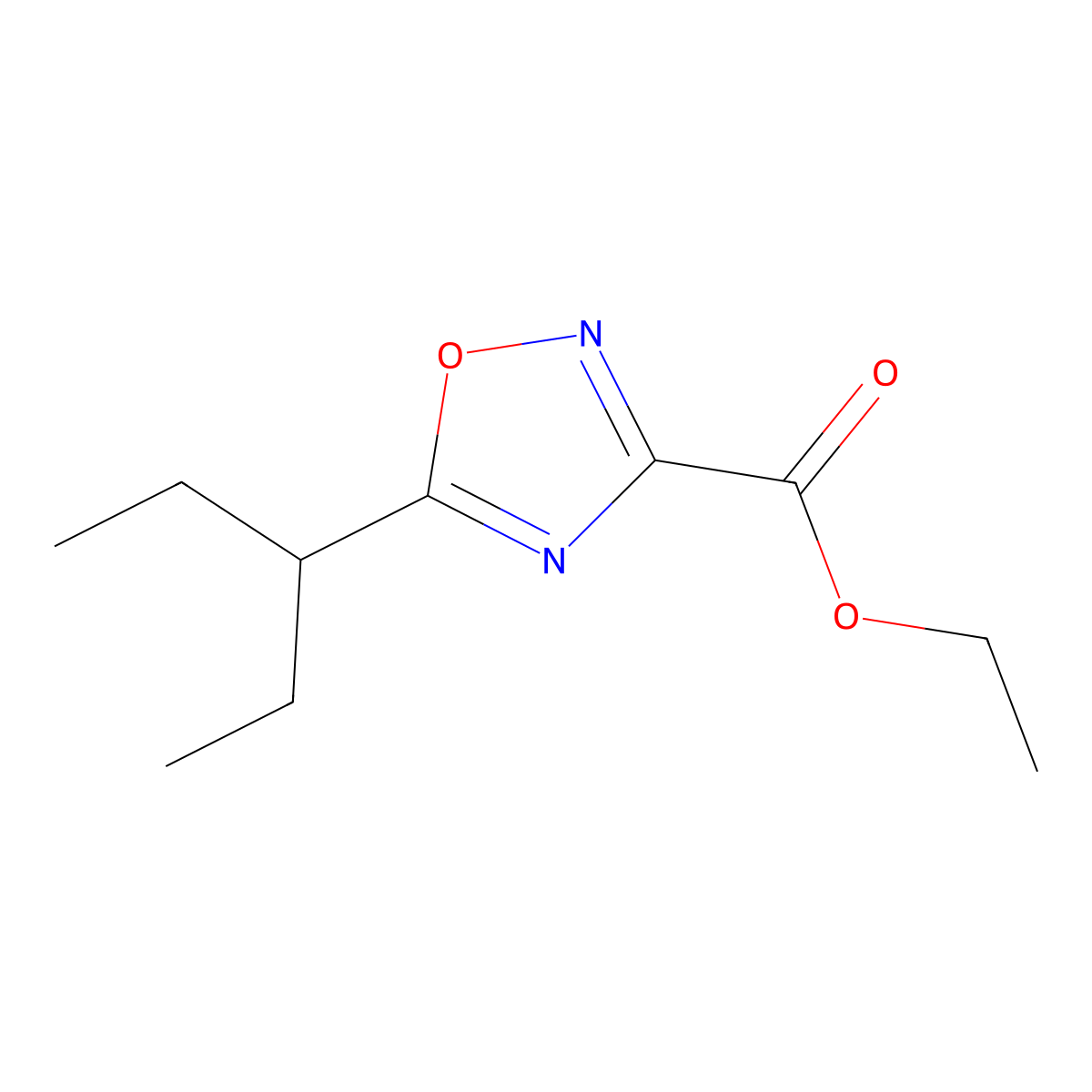 Ethyl 5-(pentan-3-yl)-1,2,4-oxadiazole-3-carboxylate molecular structure, CAS 1339652-09-3