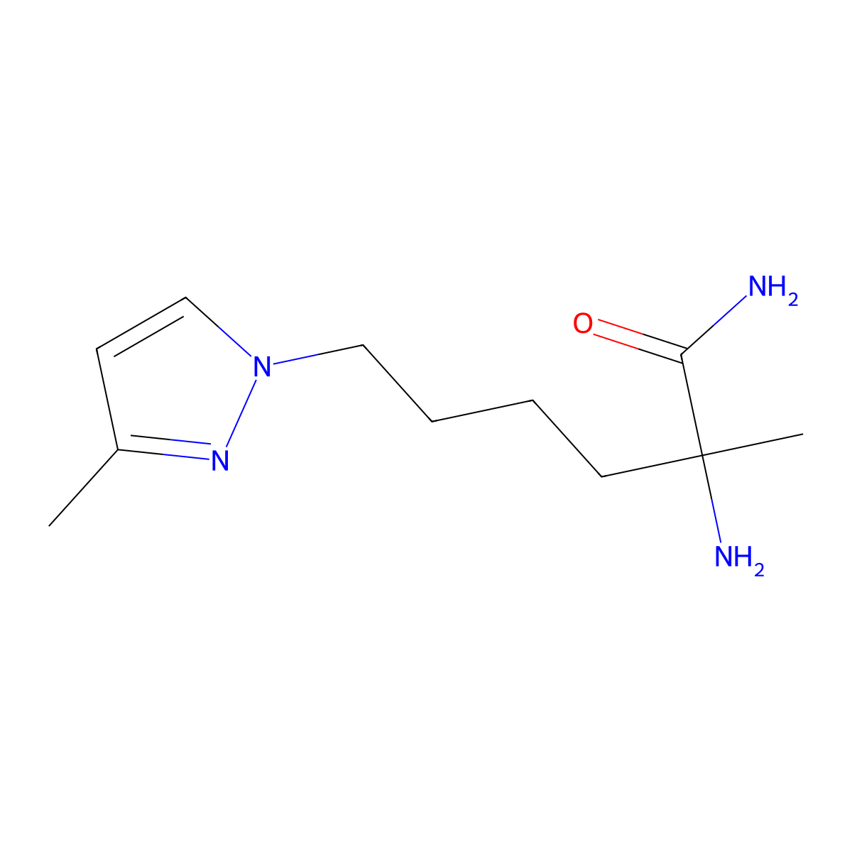2-Amino-2-methyl-6-(3-methyl-1h-pyrazol-1-yl)hexanamide molecular structure, CAS 1339656-51-7