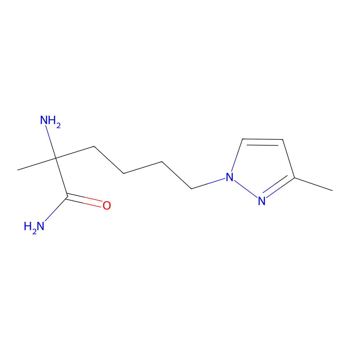 2-Amino-2-methyl-6-(3-methyl-1h-pyrazol-1-yl)hexanamide molecular structure, CAS 1339656-51-7