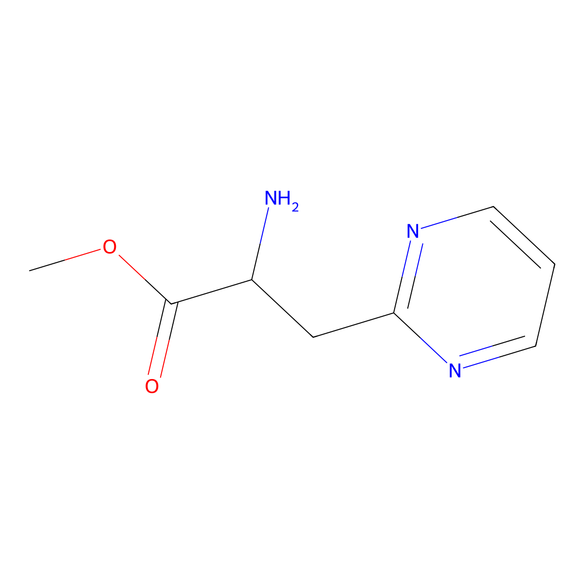 Methyl 2-amino-3-(pyrimidin-2-yl)propanoate molecular structure, CAS 1339658-76-2