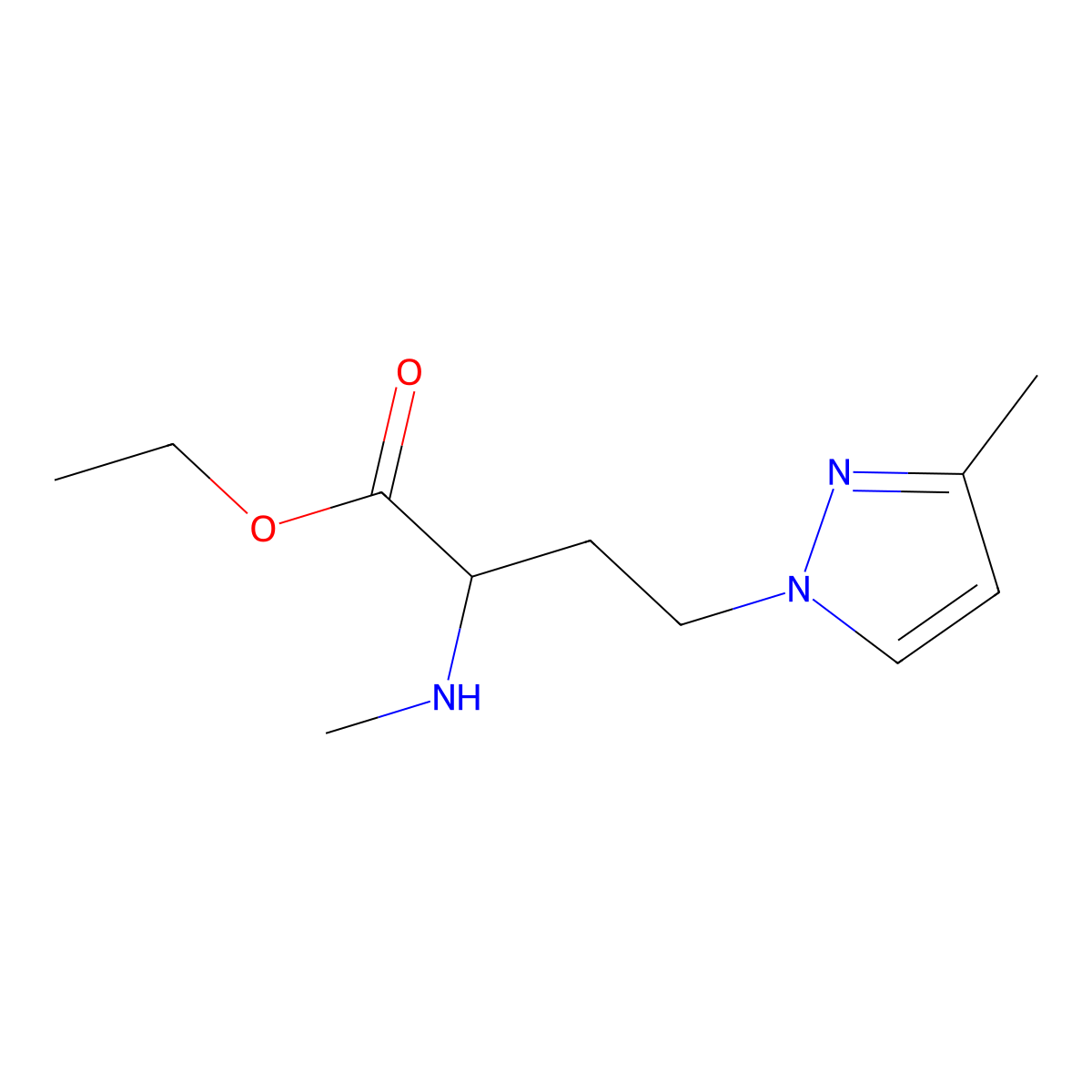 Ethyl 4-(3-methyl-1h-pyrazol-1-yl)-2-(methylamino)butanoate molecular structure, CAS 1339659-10-7