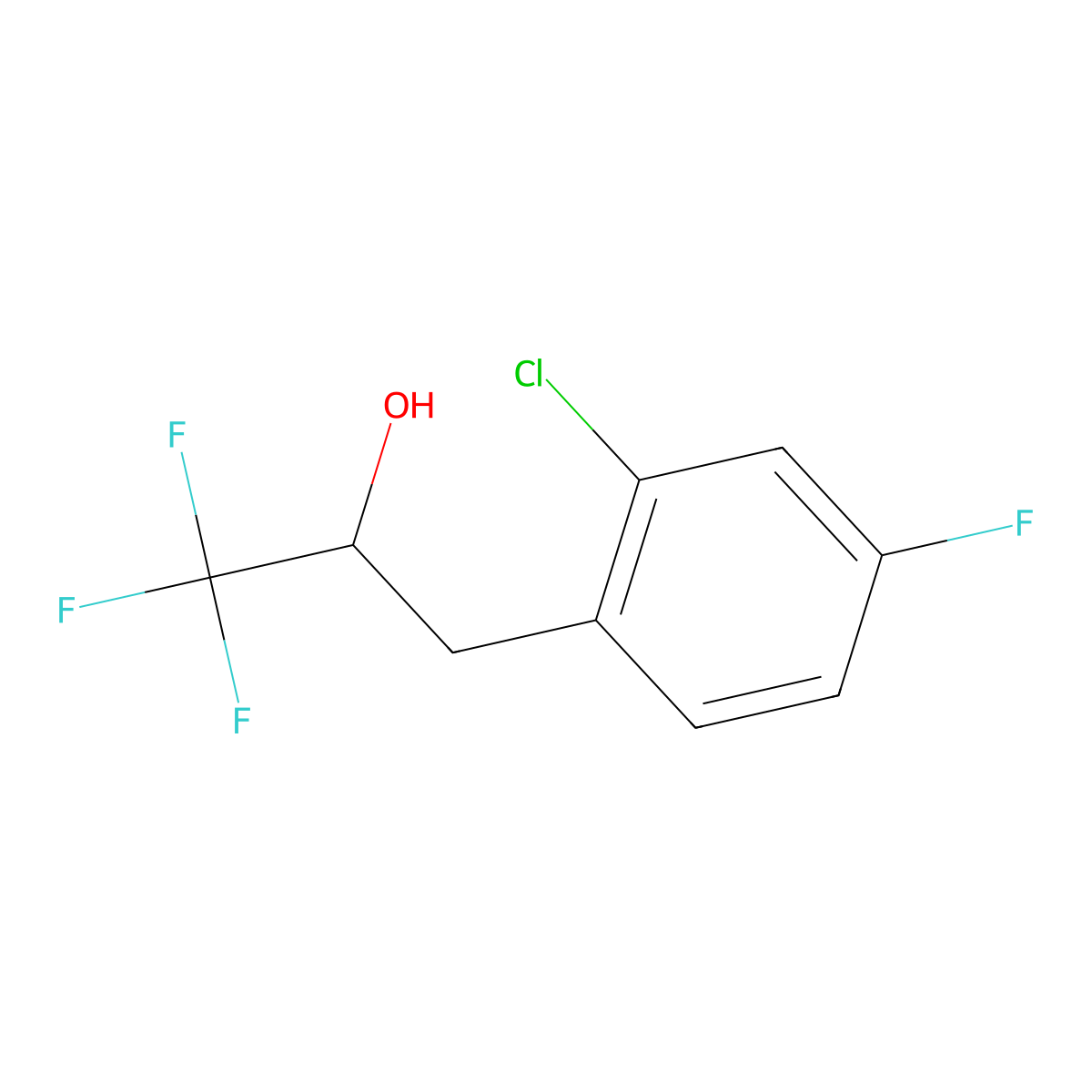 3-(2-Chloro-4-fluorophenyl)-1,1,1-trifluoropropan-2-ol molecular structure, CAS 1339663-61-4