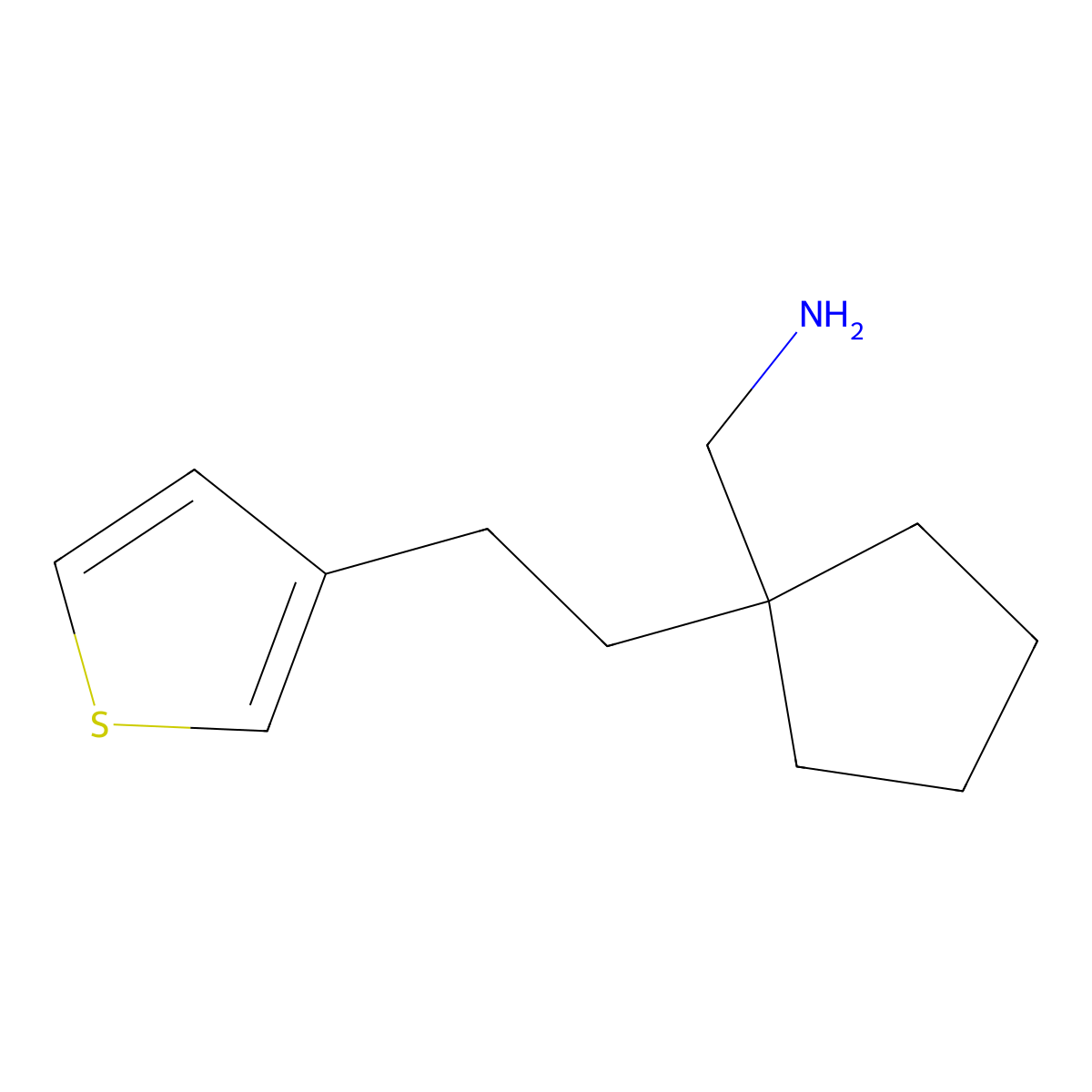 (1-(2-(Thiophen-3-yl)ethyl)cyclopentyl)methanamine molecular structure, CAS 1339665-77-8
