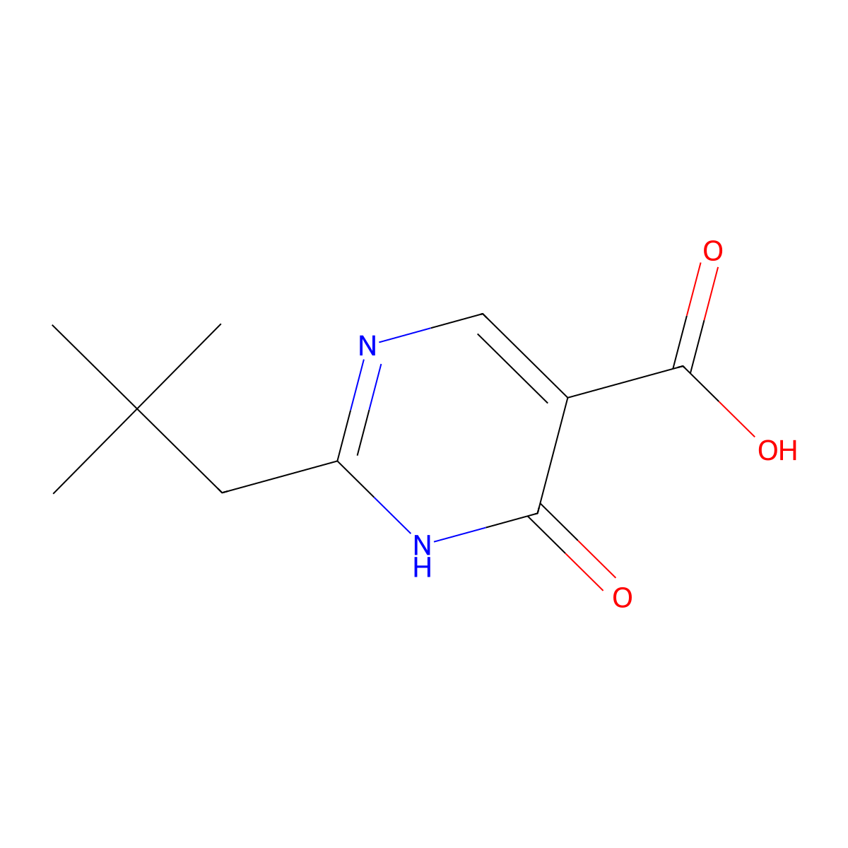 2-(2,2-Dimethylpropyl)-6-oxo-1,6-dihydropyrimidine-5-carboxylic acid molecular structure, CAS 1339666-48-6