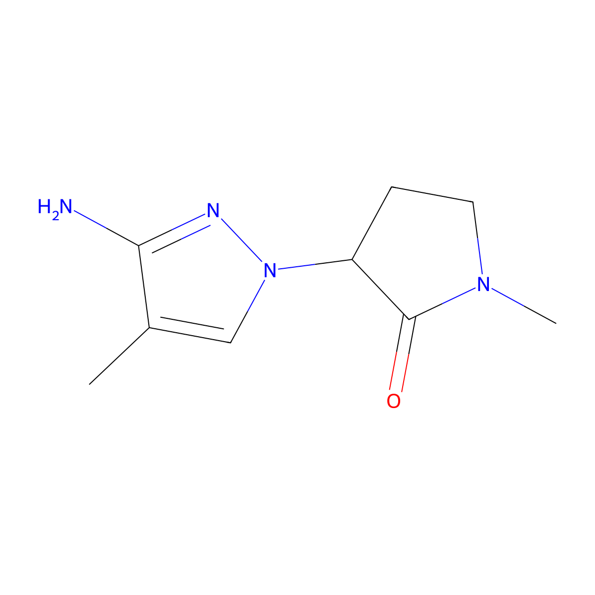 3-(3-amino-4-methyl-1H-pyrazol-1-yl)-1-methylpyrrolidin-2-one molecular structure, CAS 1339667-29-6