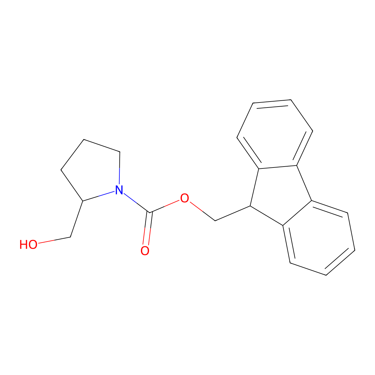 (9H-Fluoren-9-yl)methyl 2-(hydroxymethyl)pyrrolidine-1-carboxylate molecular structure, CAS 1339668-62-0