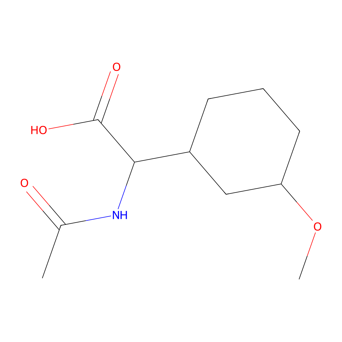 2-Acetamido-2-(3-methoxycyclohexyl)acetic acid molecular structure, CAS 1339669-51-0