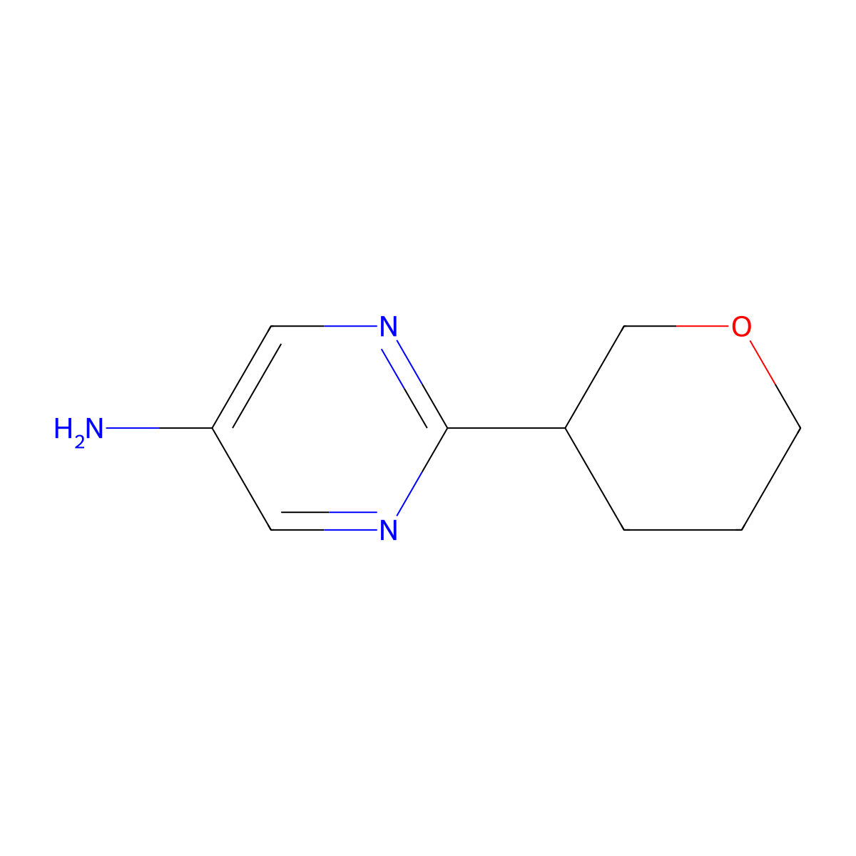 2-(Oxan-3-yl)pyrimidin-5-amine molecular structure, CAS 1339673-29-8