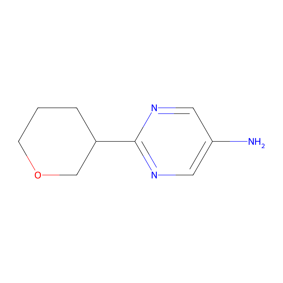 2-(Oxan-3-yl)pyrimidin-5-amine molecular structure, CAS 1339673-29-8