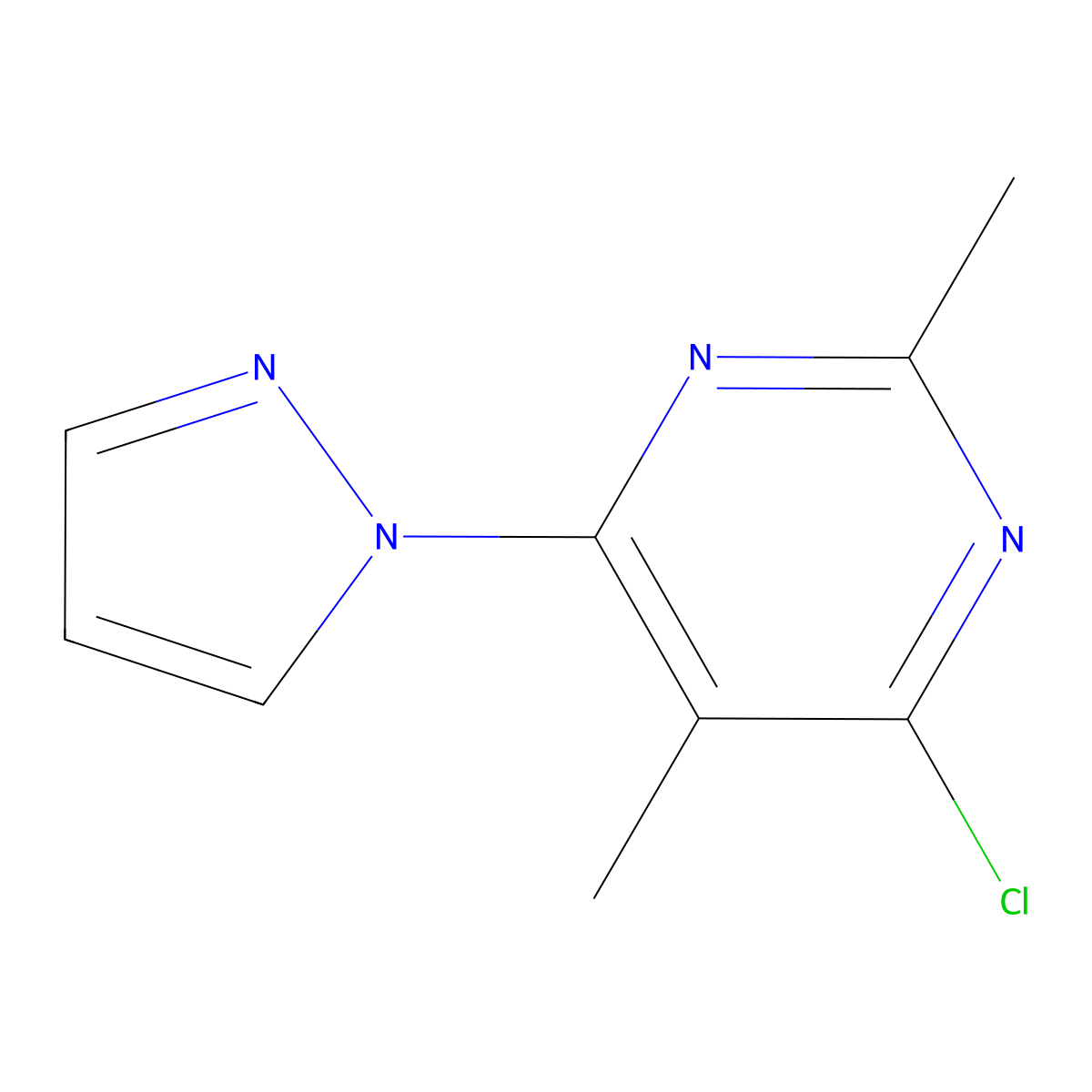 4-chloro-2,5-dimethyl-6-(1H-pyrazol-1-yl)pyrimidine molecular structure, CAS 1339677-70-1