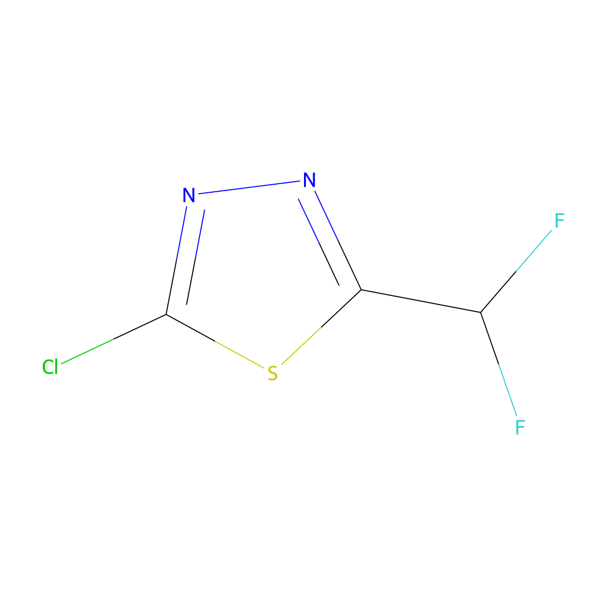 2-Chloro-5-(difluoromethyl)-1,3,4-thiadiazole molecular structure, CAS 1339678-16-8