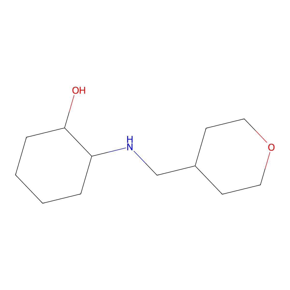 2-{[(Oxan-4-yl)methyl]amino}cyclohexan-1-ol molecular structure, CAS 1339678-60-2
