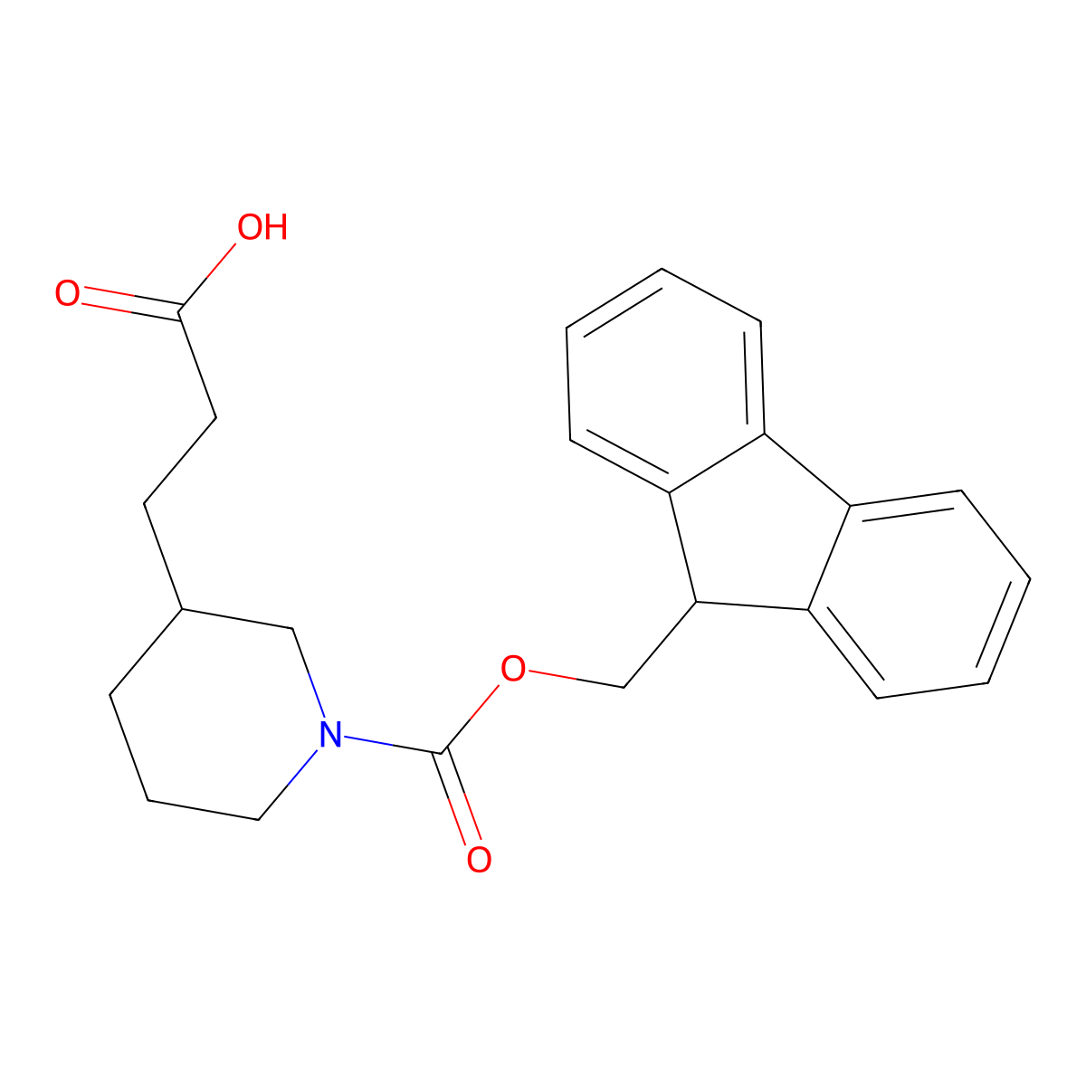 3-(1-(((9H-fluoren-9-yl)methoxy)carbonyl)piperidin-3-yl)propanoic acid molecular structure, CAS 1339680-62-4