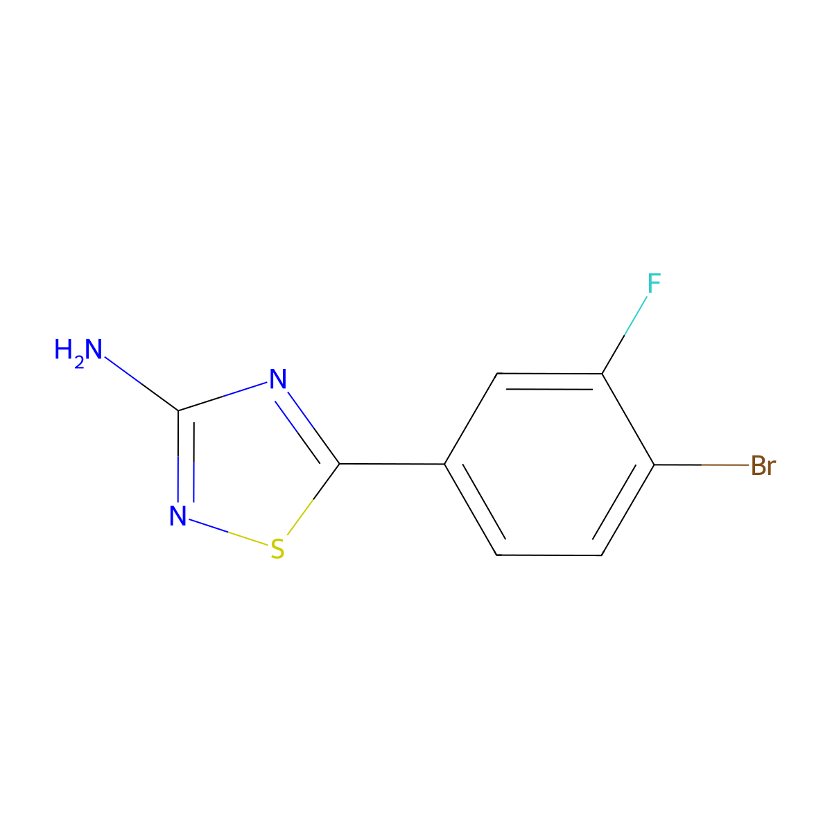 5-(4-Bromo-3-fluorophenyl)-1,2,4-thiadiazol-3-amine molecular structure, CAS 1339682-81-3