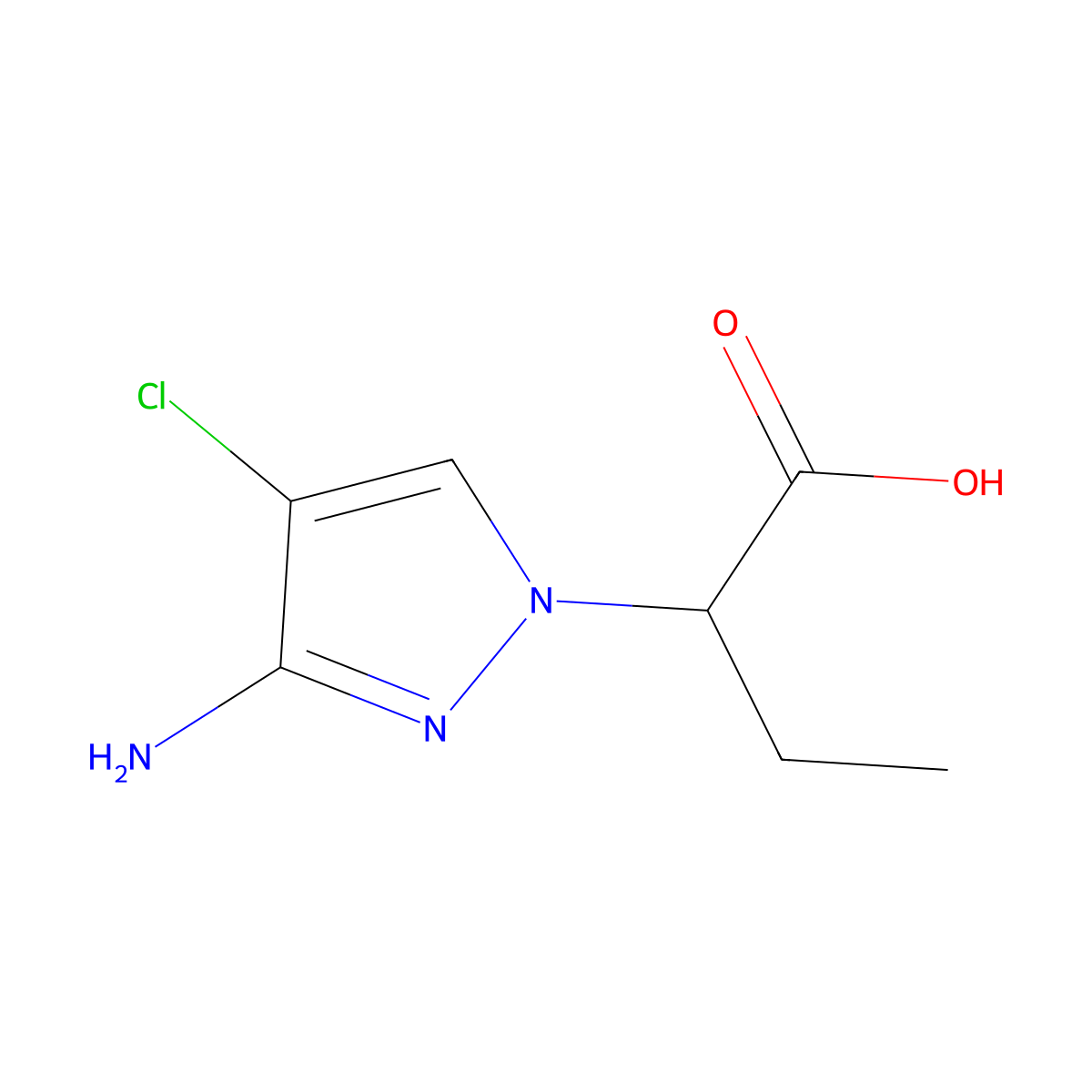 2-(3-amino-4-chloro-1H-pyrazol-1-yl)butanoic acid molecular structure, CAS 1339684-14-8