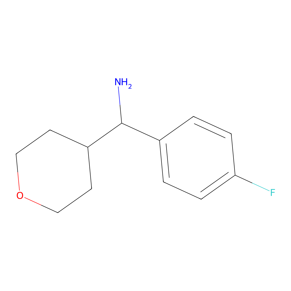 (4-Fluorophenyl)(oxan-4-yl)methanamine molecular structure, CAS 1339684-69-3