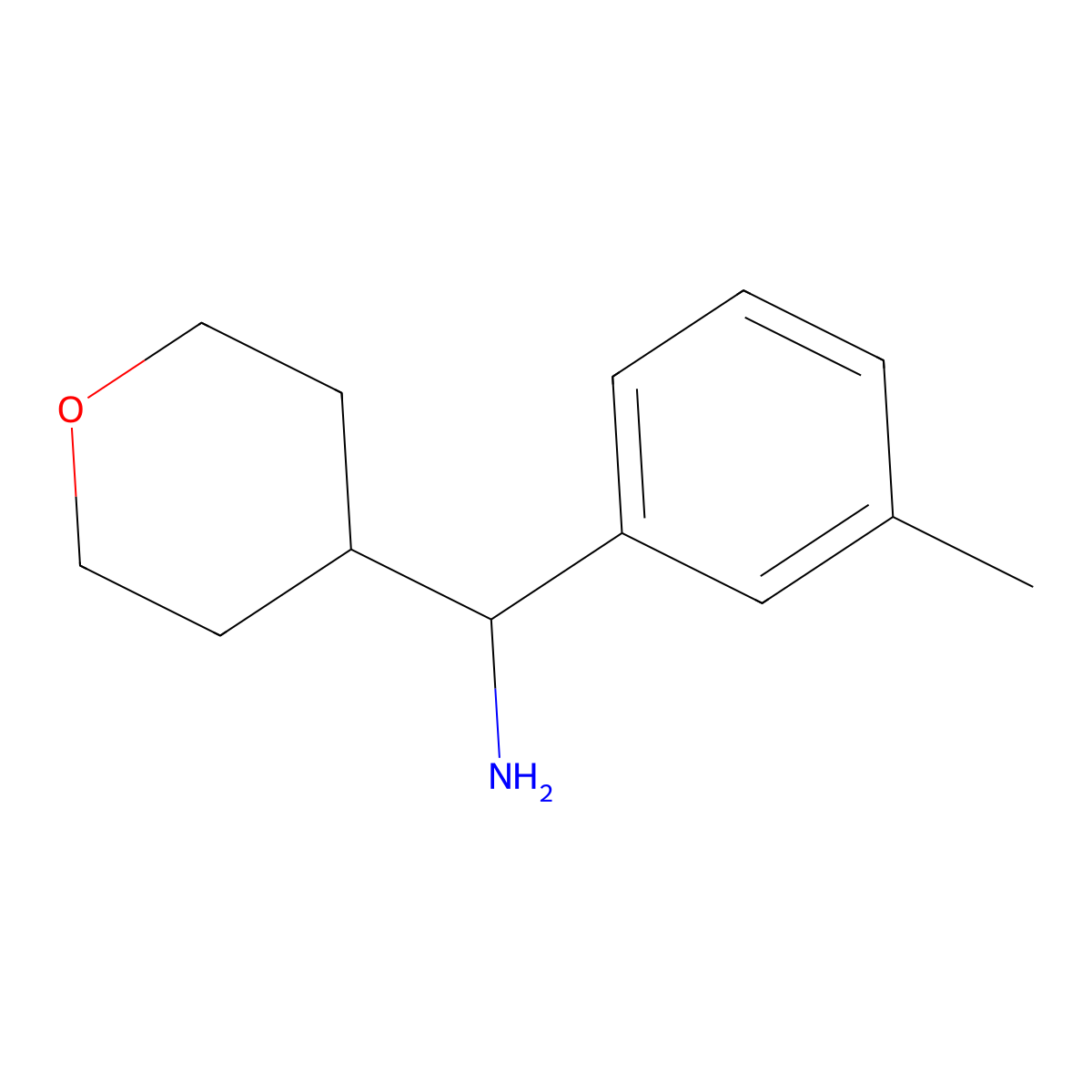 (Tetrahydro-2H-pyran-4-yl)(m-tolyl)methanamine molecular structure, CAS 1339685-19-6