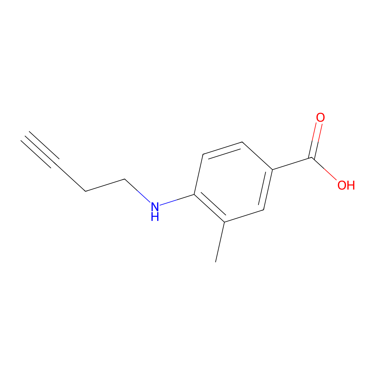 4-[(But-3-yn-1-yl)amino]-3-methylbenzoic acid molecular structure, CAS 1339688-88-8
