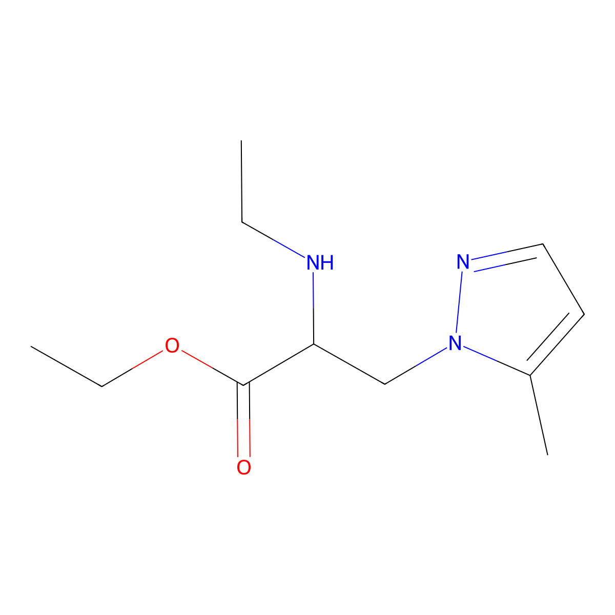 Ethyl 2-(ethylamino)-3-(5-methyl-1h-pyrazol-1-yl)propanoate molecular structure, CAS 1339690-07-1