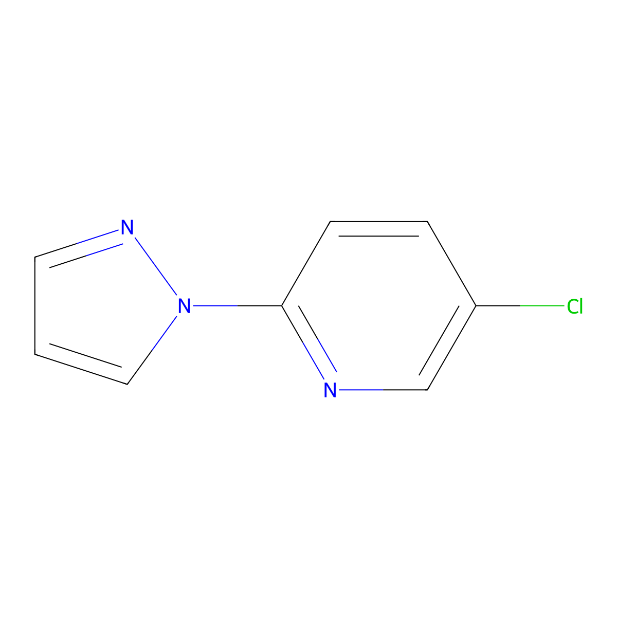 5-chloro-2-(1H-pyrazol-1-yl)pyridine molecular structure, CAS 1339690-50-4