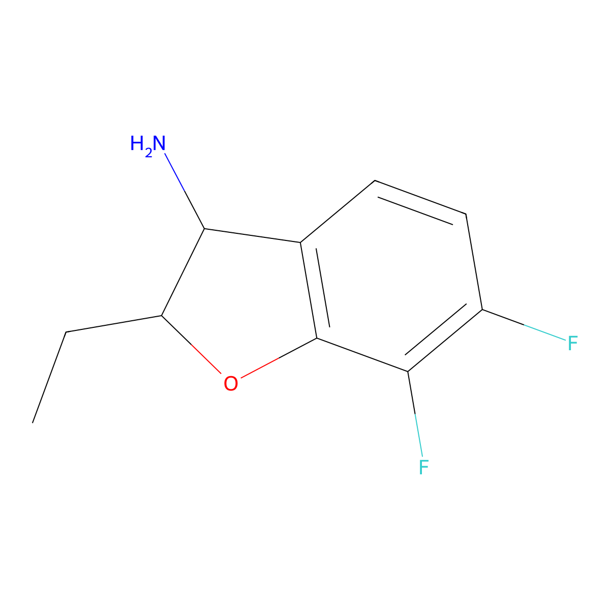2-Ethyl-6,7-difluoro-2,3-dihydro-1-benzofuran-3-amine molecular structure, CAS 1339691-34-7