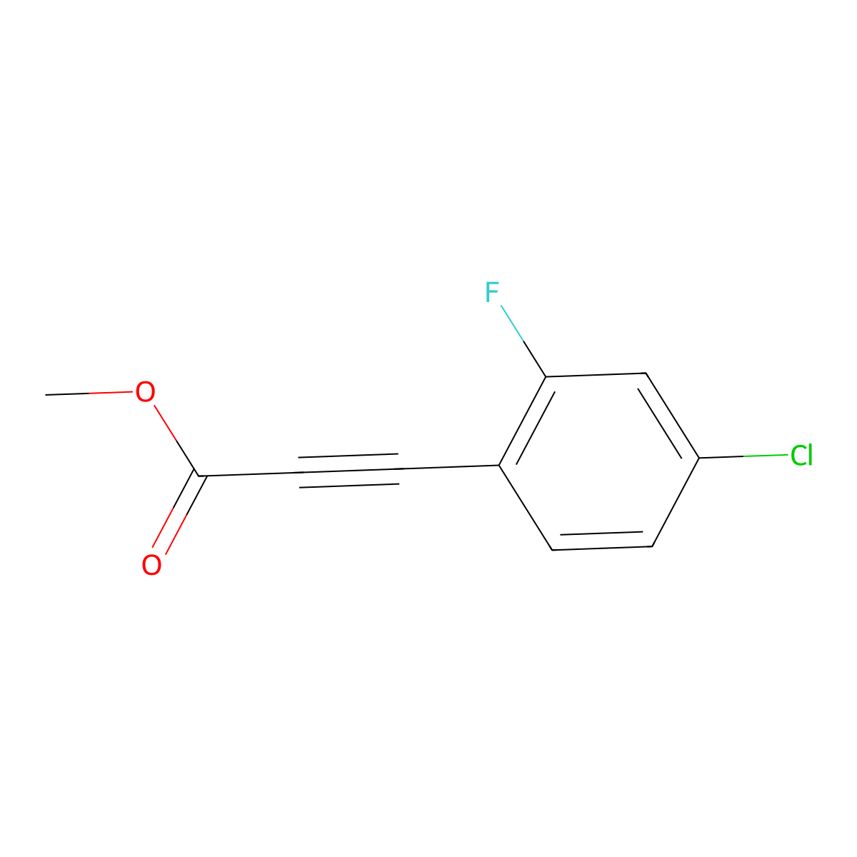 Methyl 3-(4-chloro-2-fluorophenyl)prop-2-ynoate molecular structure, CAS 1339691-51-8