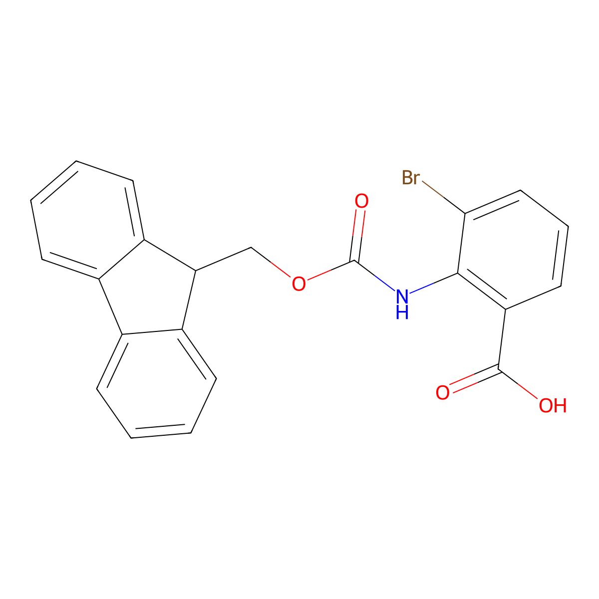 2-((((9h-Fluoren-9-yl)methoxy)carbonyl)amino)-3-bromobenzoic acid molecular structure, CAS 1339697-42-5