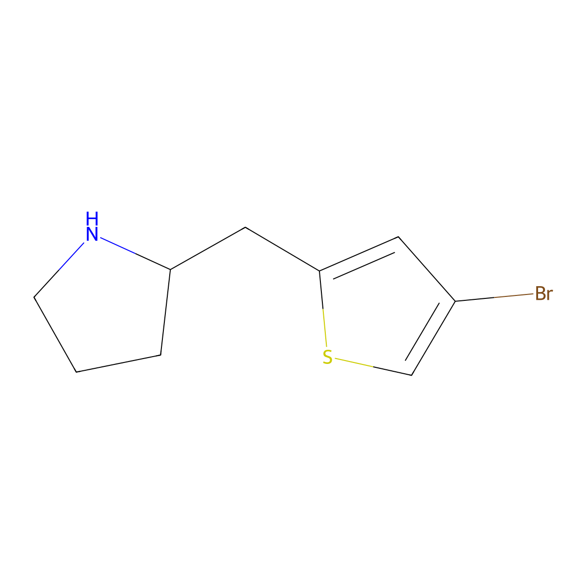 2-((4-Bromothiophen-2-yl)methyl)pyrrolidine molecular structure, CAS 1339698-70-2