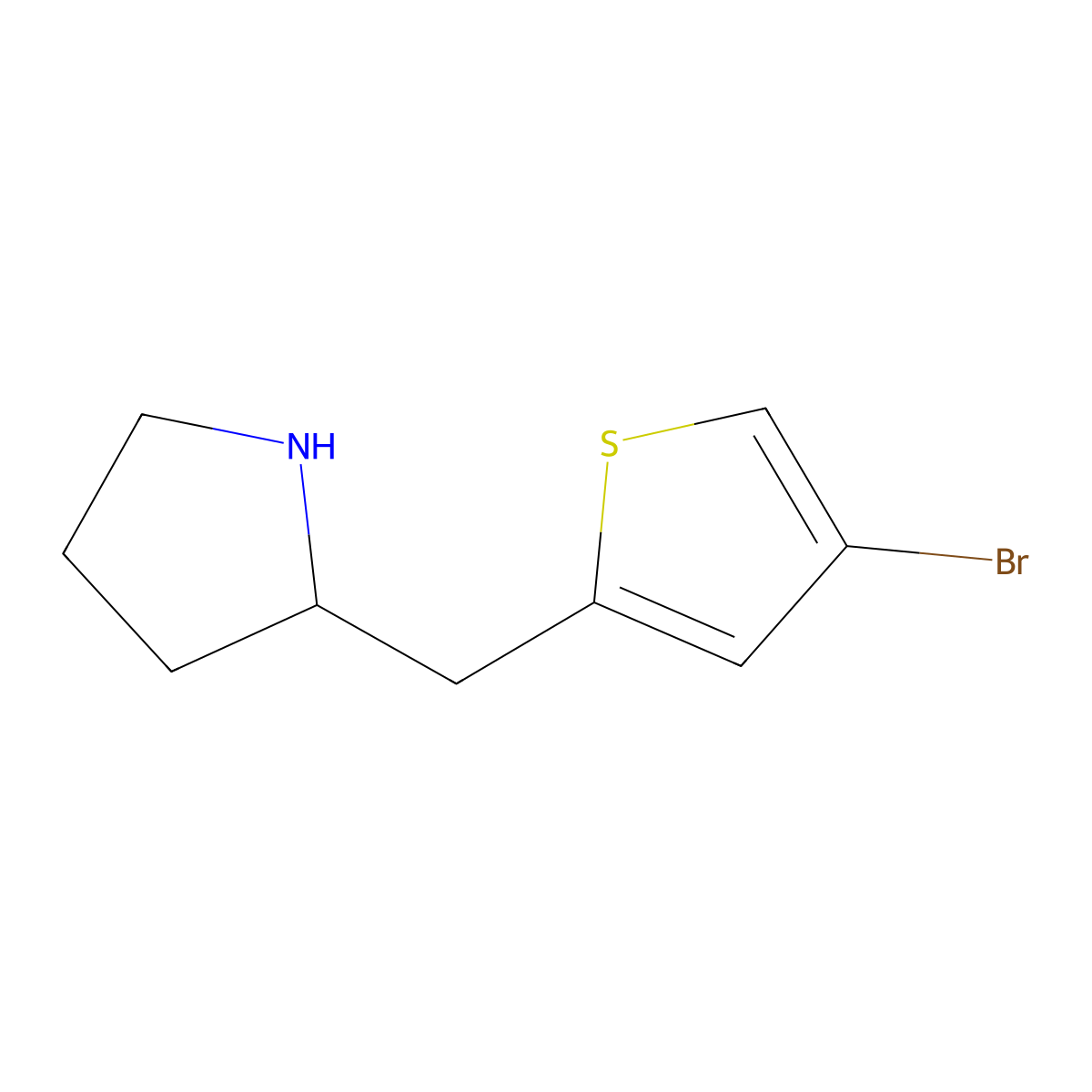 2-((4-Bromothiophen-2-yl)methyl)pyrrolidine molecular structure, CAS 1339698-70-2