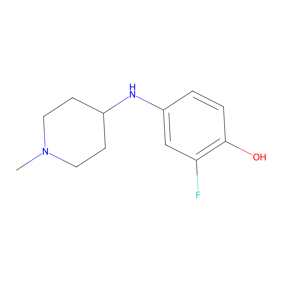 2-Fluoro-4-[(1-methylpiperidin-4-yl)amino]phenol molecular structure, CAS 1339699-07-8