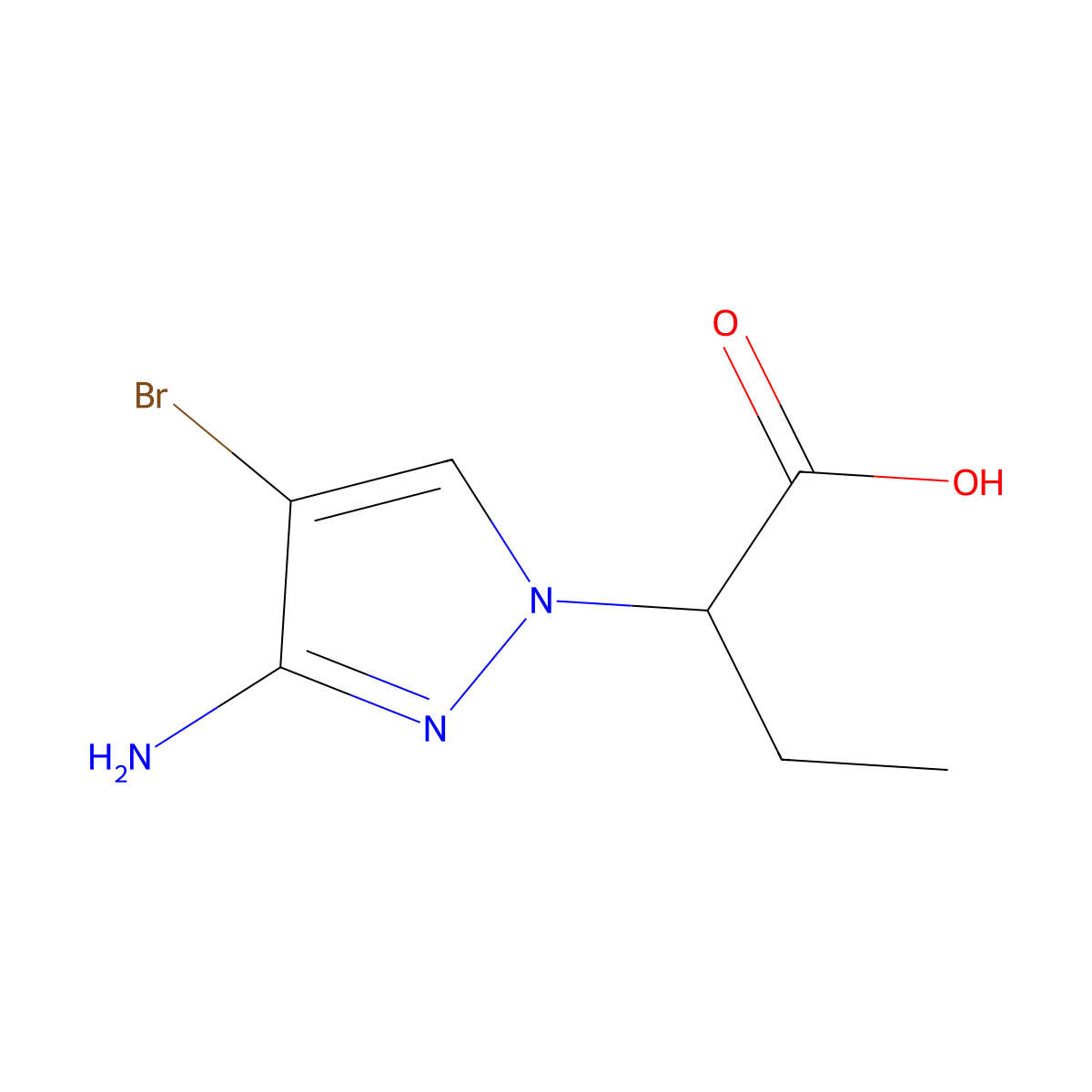2-(3-amino-4-bromo-1H-pyrazol-1-yl)butanoic acid molecular structure, CAS 1339700-88-7