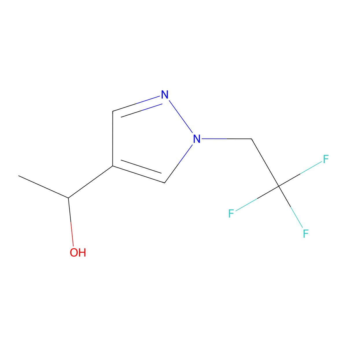 1-[1-(2,2,2-trifluoroethyl)-1H-pyrazol-4-yl]ethan-1-ol molecular structure, CAS 1339701-81-3