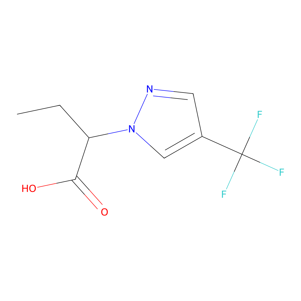 2-[4-(trifluoromethyl)-1H-pyrazol-1-yl]butanoic acid molecular structure, CAS 1339703-80-8