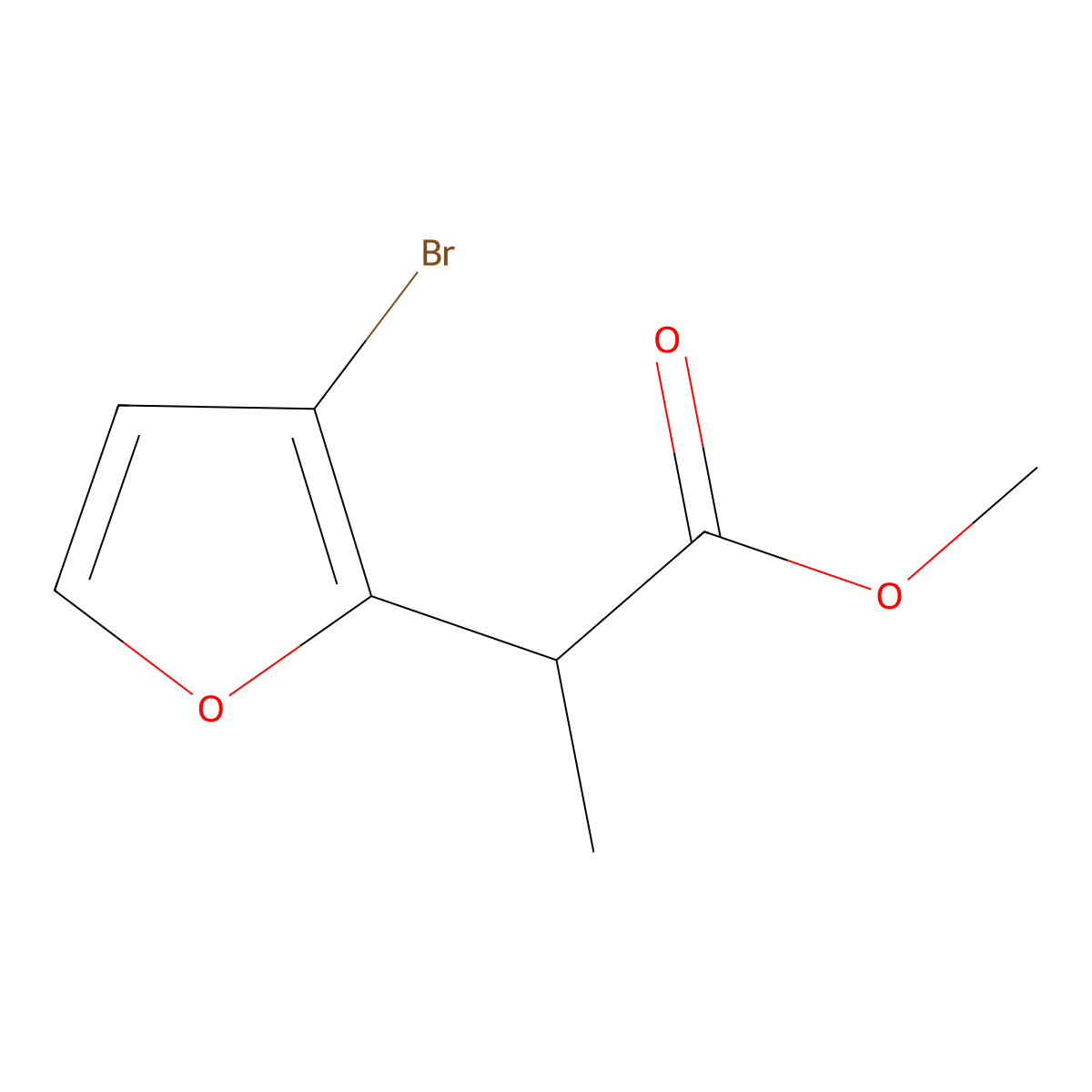 Methyl 2-(3-bromofuran-2-yl)propanoate molecular structure, CAS 1339705-04-2
