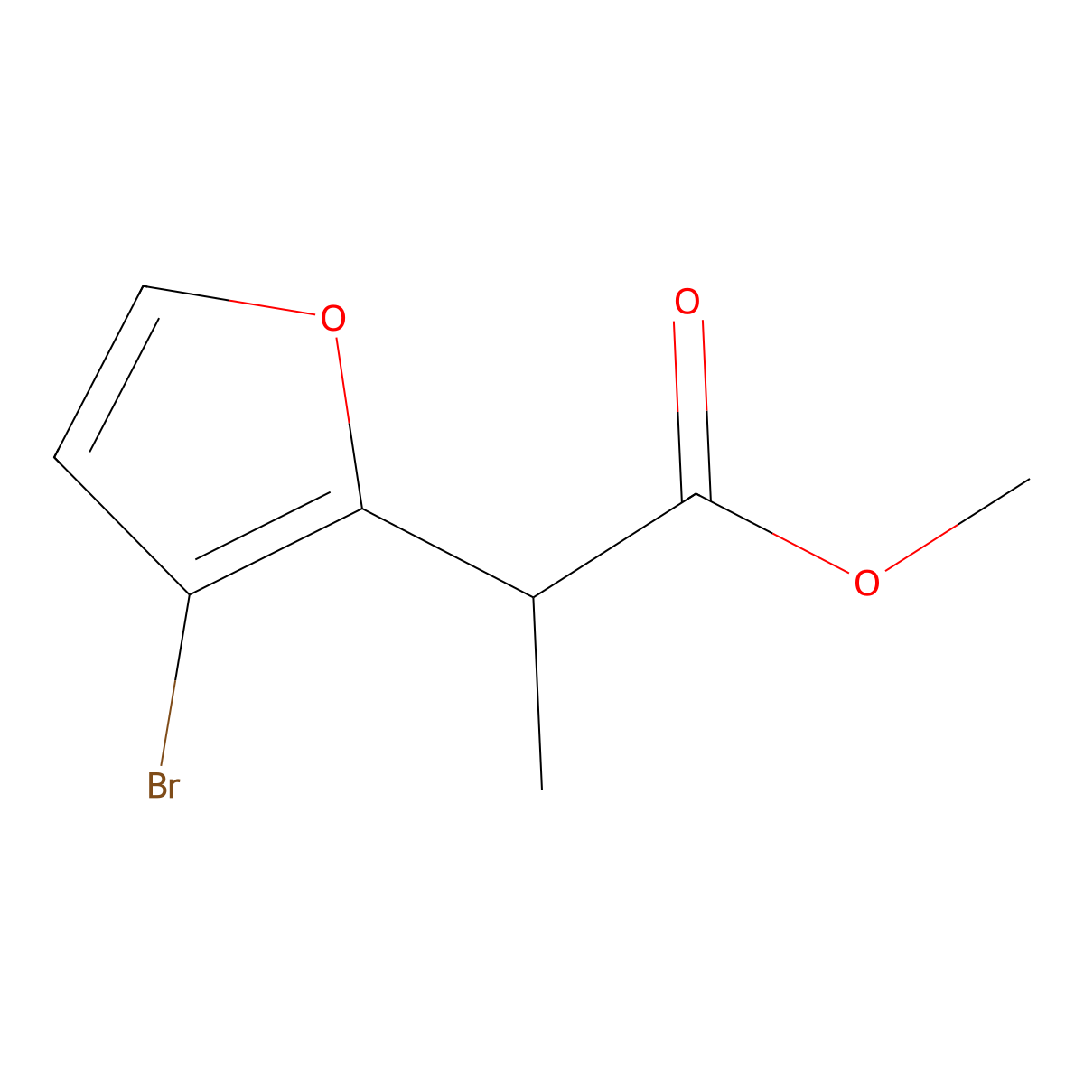 Methyl 2-(3-bromofuran-2-yl)propanoate molecular structure, CAS 1339705-04-2