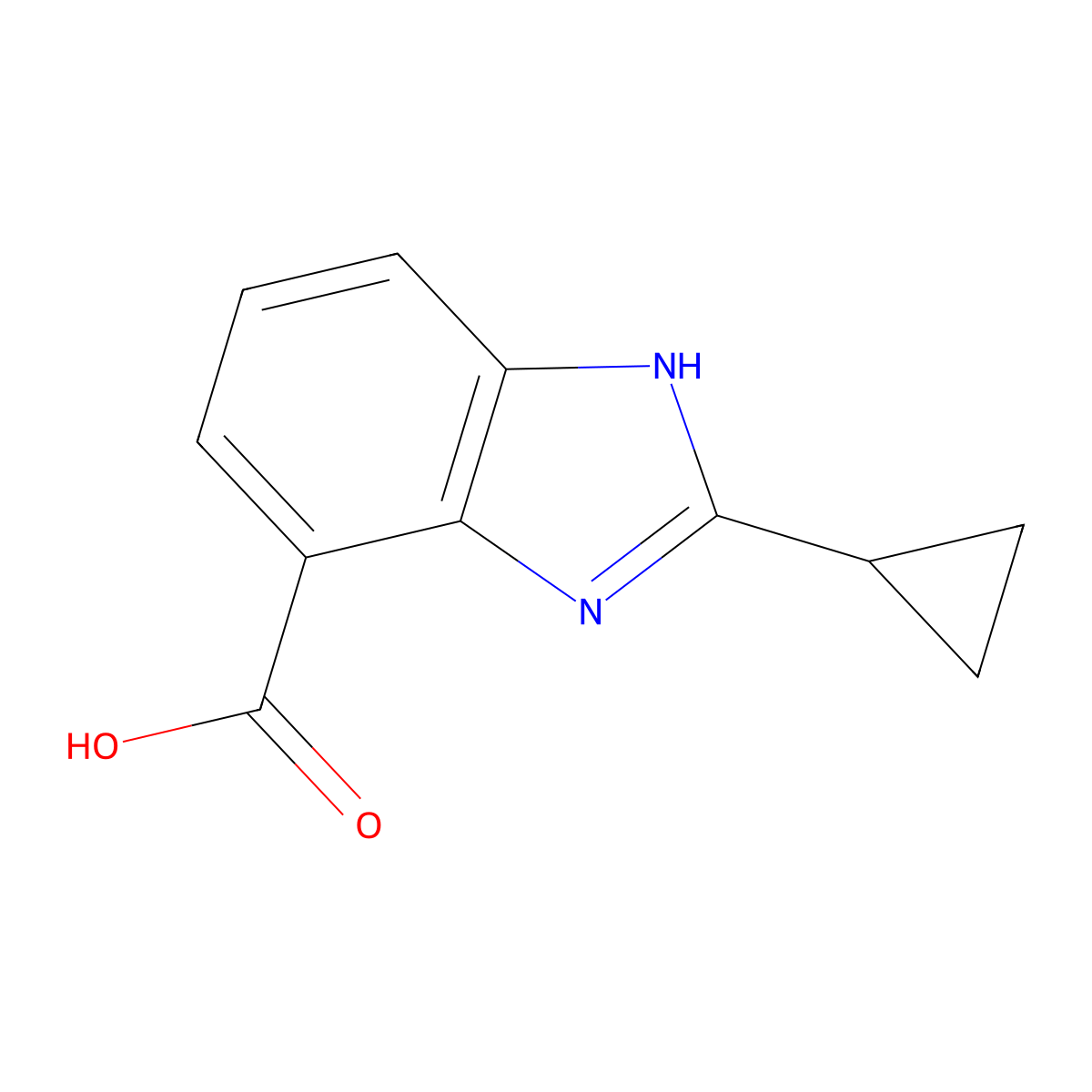2-cyclopropyl-1H-1,3-benzodiazole-4-carboxylic acid molecular structure, CAS 1339709-22-6