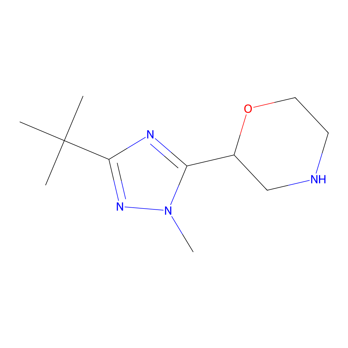 2-(3-tert-butyl-1-methyl-1H-1,2,4-triazol-5-yl)morpholine molecular structure, CAS 1339709-32-8