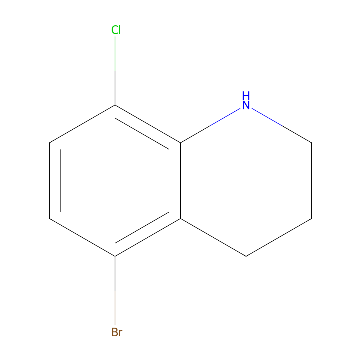 5-Bromo-8-chloro-1,2,3,4-tetrahydroquinoline molecular structure, CAS 1339709-60-2