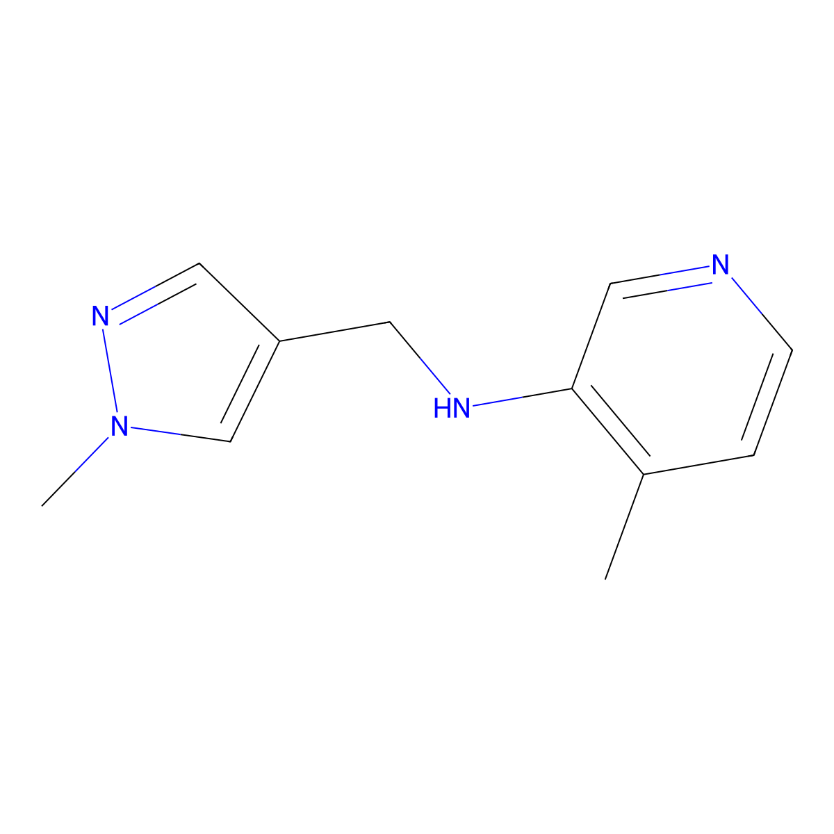 4-Methyl-N-((1-methyl-1H-pyrazol-4-yl)methyl)pyridin-3-amine molecular structure, CAS 1339712-56-9