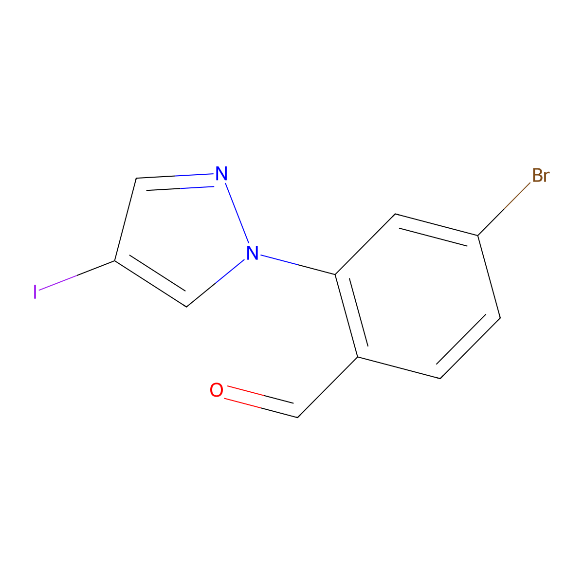4-Bromo-2-(4-iodo-1H-pyrazol-1-yl)benzaldehyde molecular structure, CAS 1339714-16-7