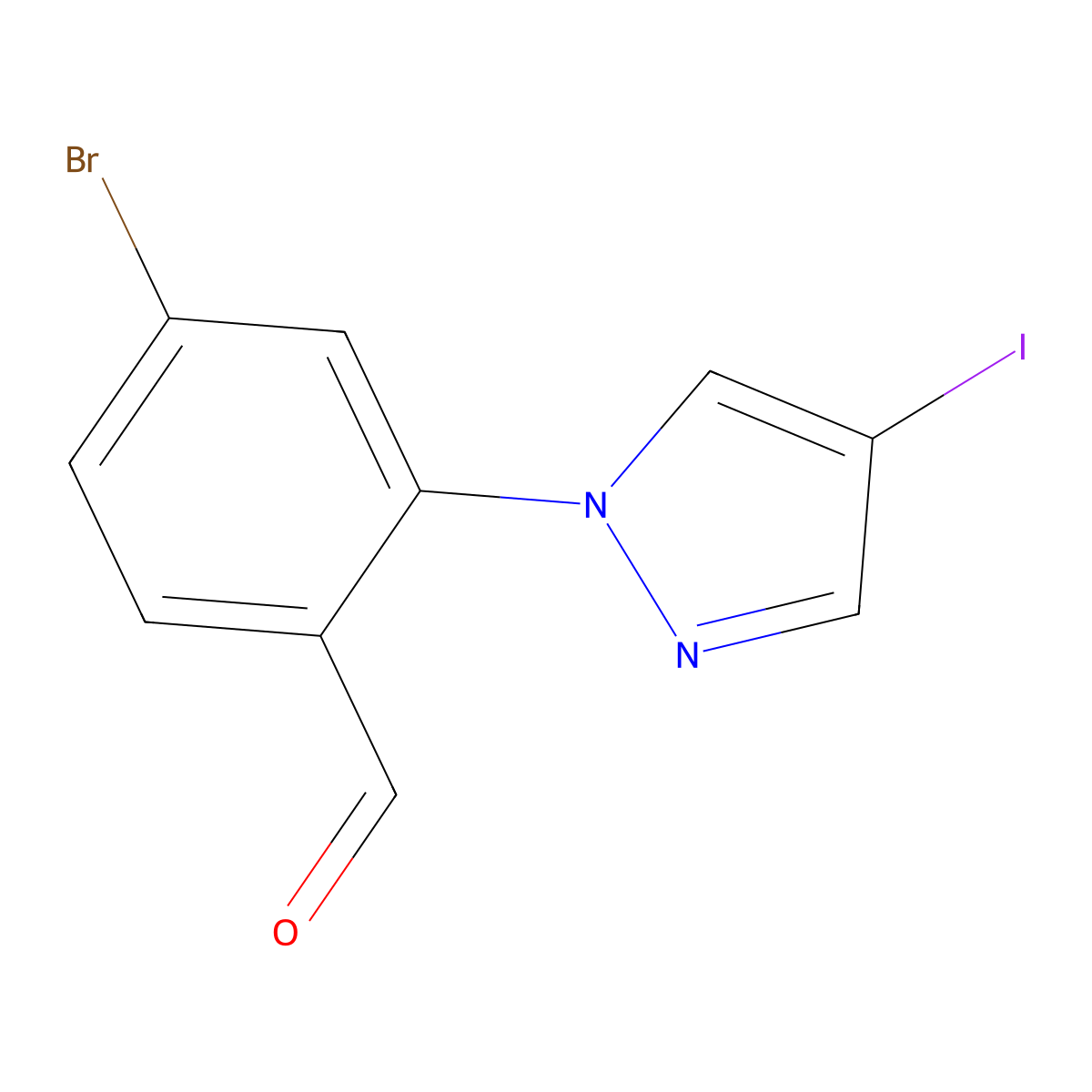 4-Bromo-2-(4-iodo-1H-pyrazol-1-yl)benzaldehyde molecular structure, CAS 1339714-16-7