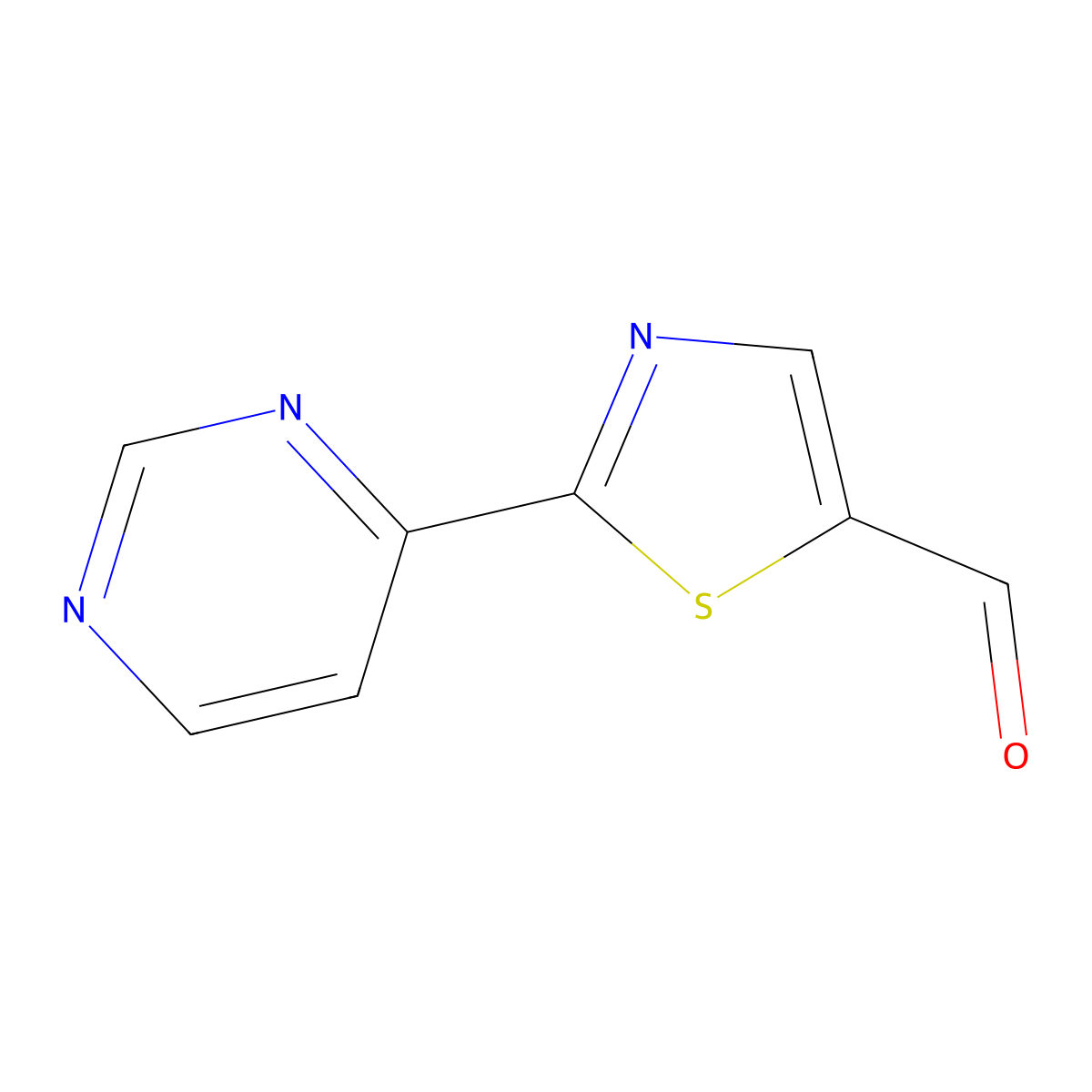 2-(Pyrimidin-4-yl)-1,3-thiazole-5-carbaldehyde molecular structure, CAS 1339714-85-0