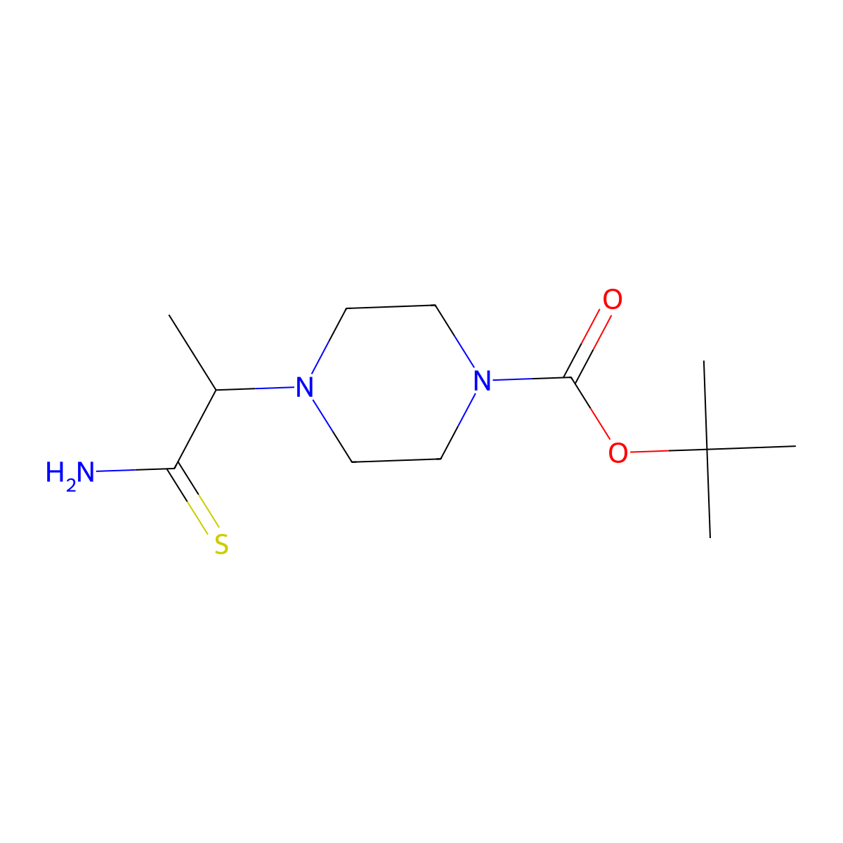 Tert-butyl 4-(1-carbamothioylethyl)piperazine-1-carboxylate molecular structure, CAS 1339719-51-5