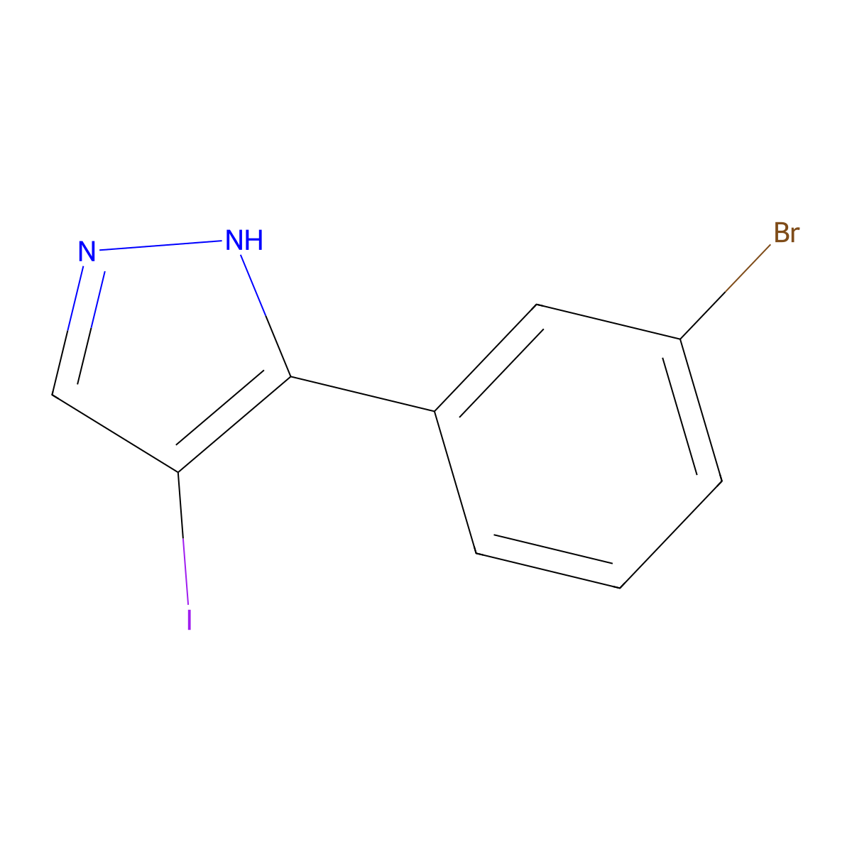 3-(3-bromophenyl)-4-iodo-1H-pyrazole molecular structure, CAS 1339720-49-8