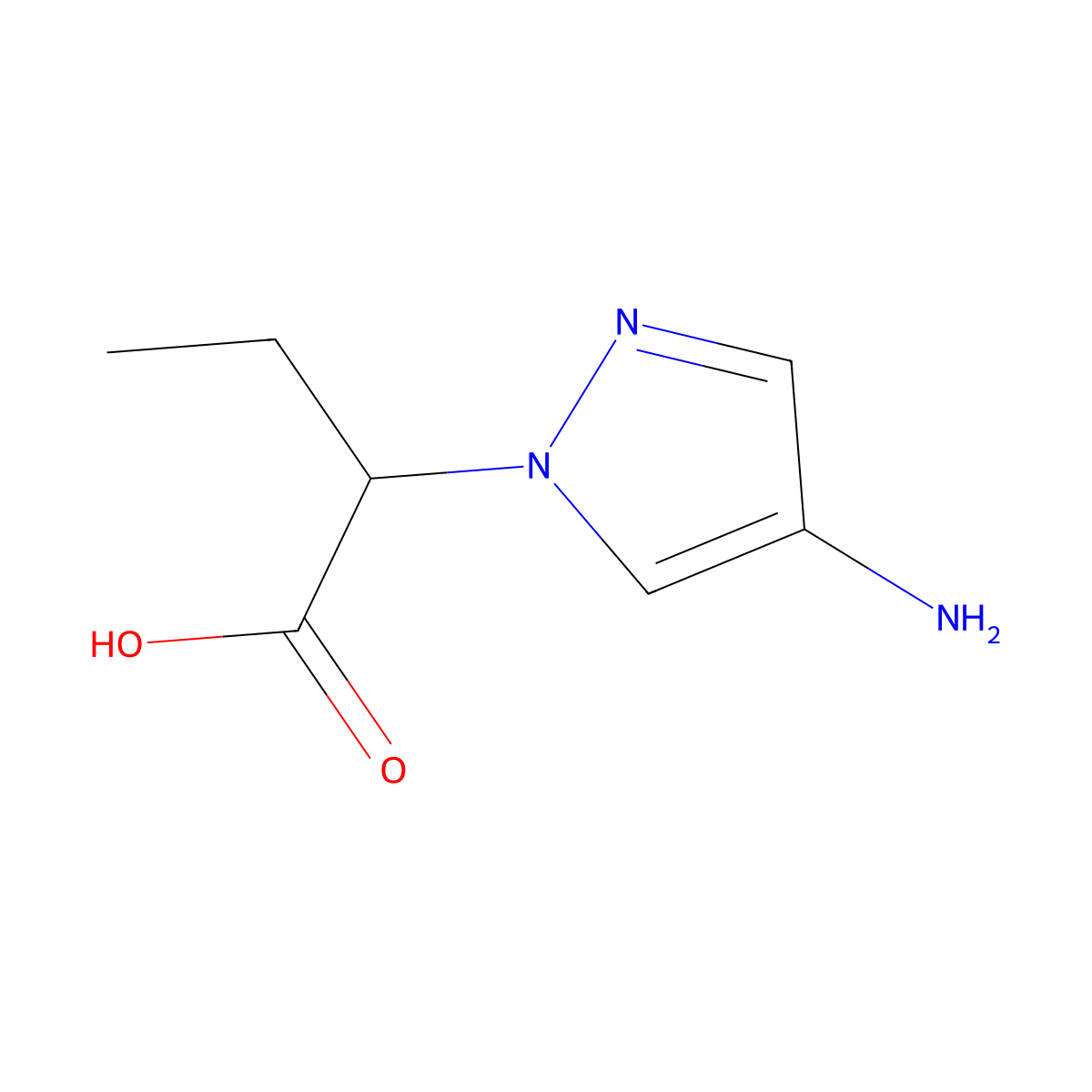 2-(4-amino-1H-pyrazol-1-yl)butanoic acid molecular structure, CAS 1339722-95-0