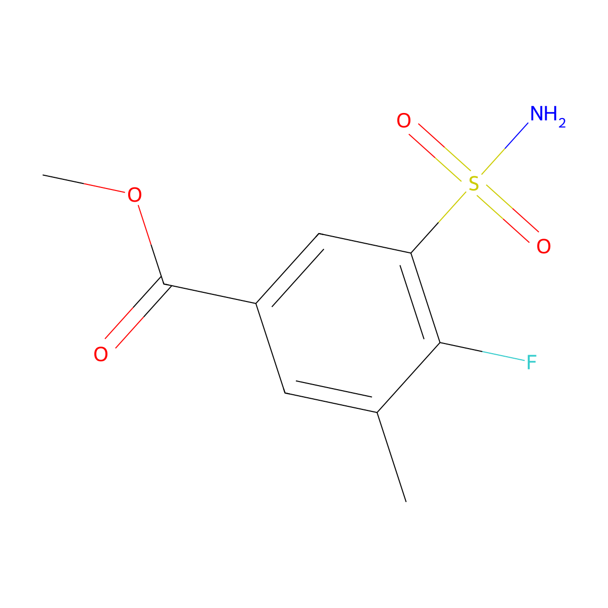 Methyl 4-fluoro-3-methyl-5-sulfamoylbenzoate molecular structure, CAS 1339727-84-2