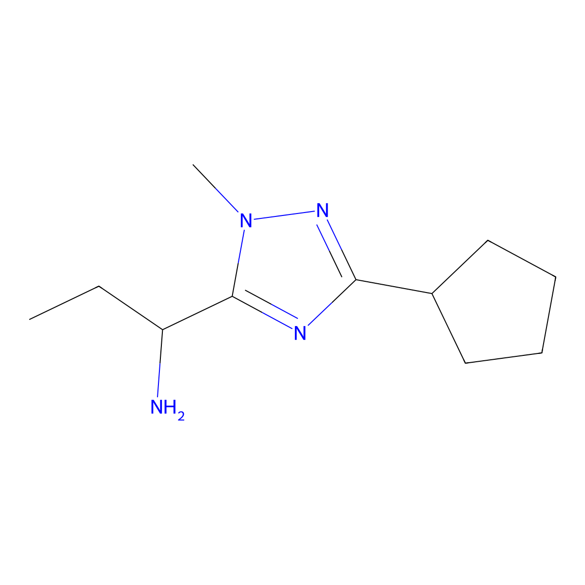 1-(3-Cyclopentyl-1-methyl-1h-1,2,4-triazol-5-yl)propan-1-amine molecular structure, CAS 1339729-27-9