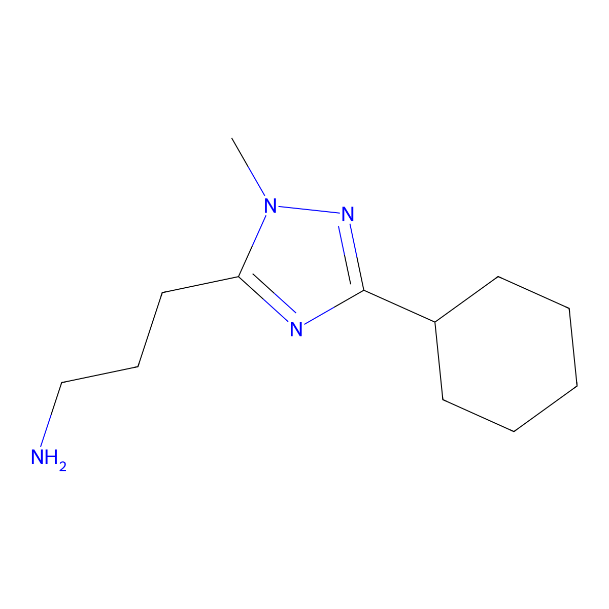 3-(3-Cyclohexyl-1-methyl-1h-1,2,4-triazol-5-yl)propan-1-amine molecular structure, CAS 1339730-46-9