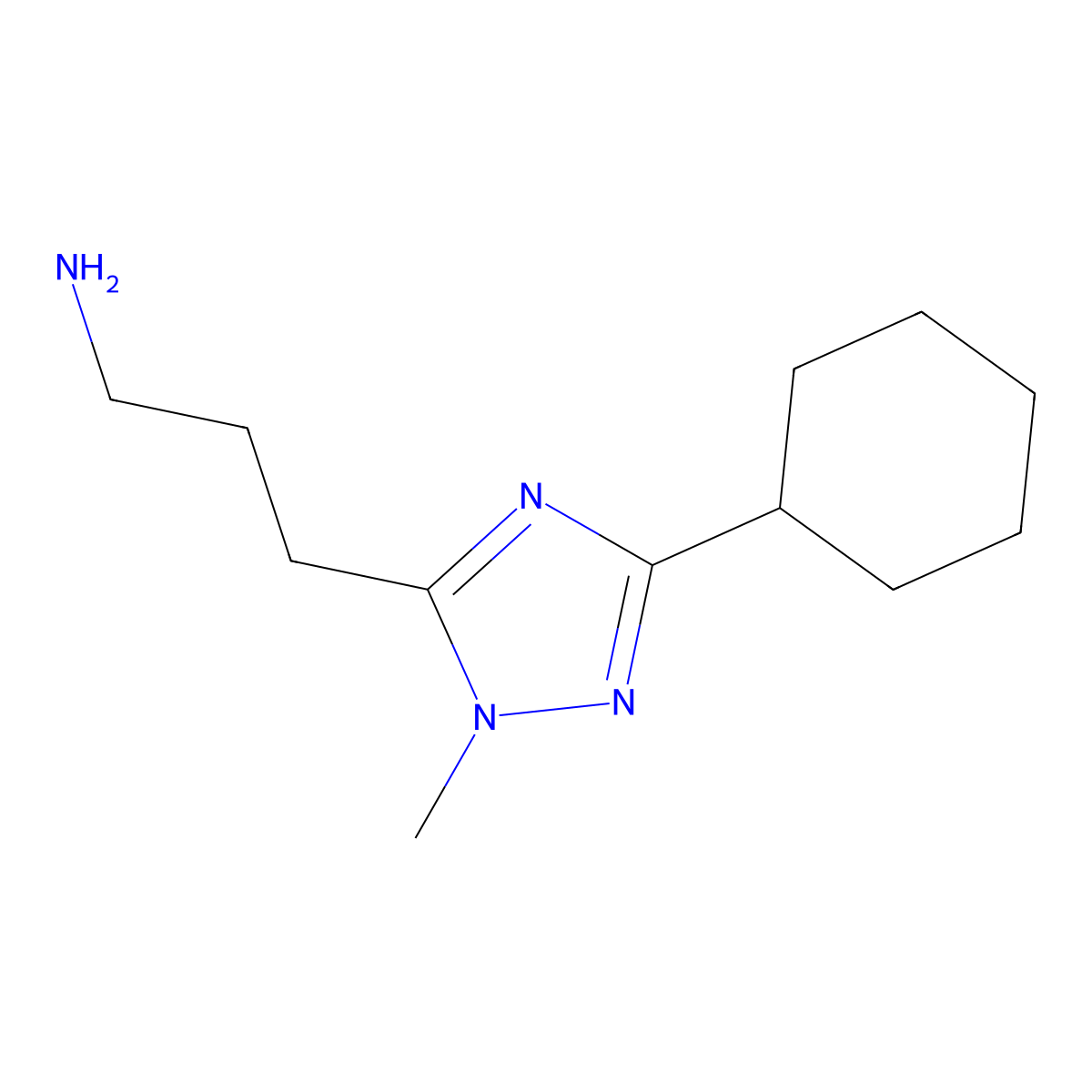 3-(3-Cyclohexyl-1-methyl-1h-1,2,4-triazol-5-yl)propan-1-amine molecular structure, CAS 1339730-46-9